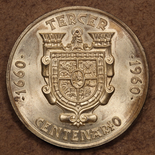 Mexico Tlaxcala Silver Medal 1960 "300 Years Ciudad de Indios" 37.3g 40mm - Unc