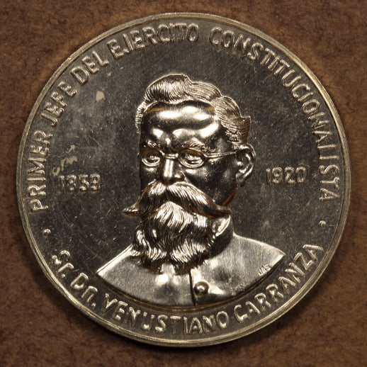 Mexico Silver Medal 1963 "Carranza - Constitution" 29.3g - 40mm - AU