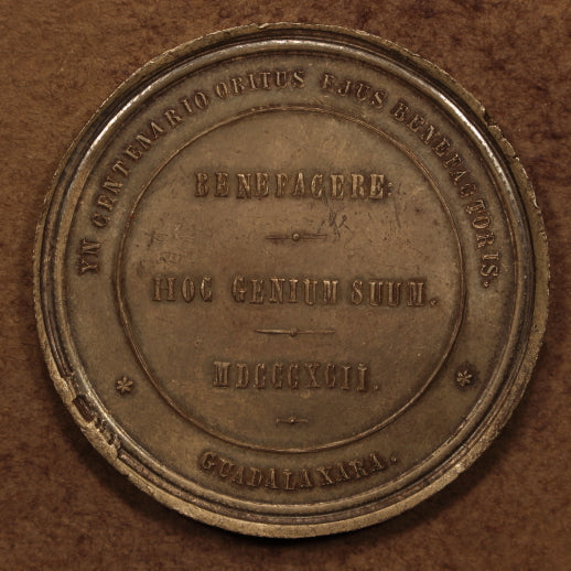 Mexico Silver Medal 1892 Guadalaxara "100yrs - Death of Alcalde" Grove-268a
