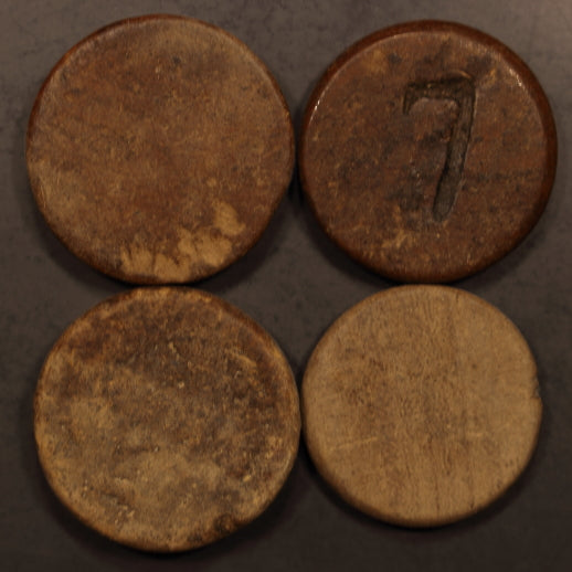 Mexico Wood Haciend Tokens w/ TAR Monogram - Grove-2028, Rulan-Zac 14 - 4pcs