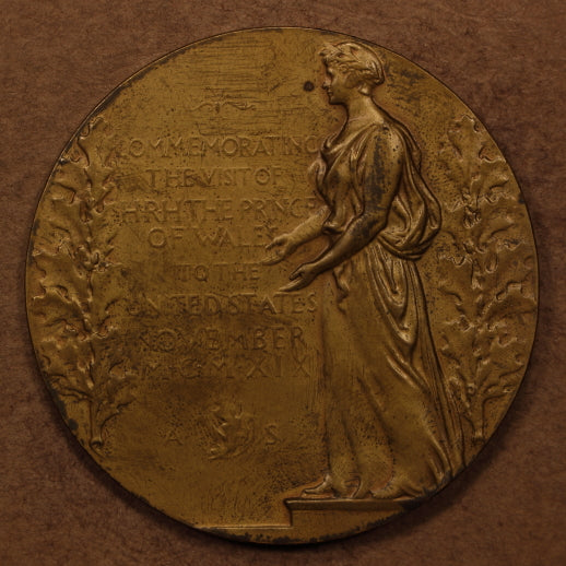 USA American Numismatic Society Bronze Medal 63mm Prince of Wales USA Visit 1919