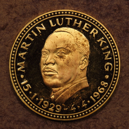 Martin Luther King Jr 1968 Medals - 34mm Silver & 36.5mm Gold Plate - 2pcs