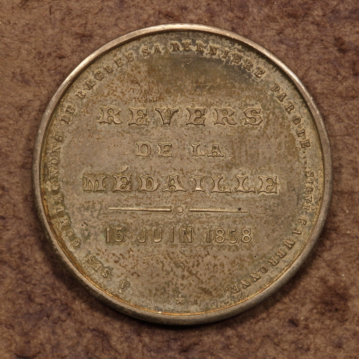 France 1858 Silver Satirical Medal "Napoleon I - Waterloo" - 35.5mm - AU
