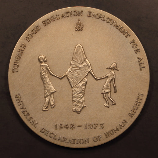 Italy FAO-Human Rights Declaration 5oz. Silver Medal Matte Finish - 63mm