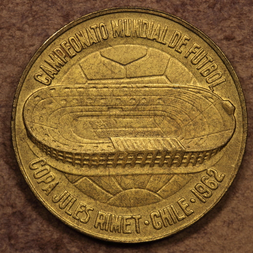 World Cup Medals - Chile 38mm Brass 1962 AU & England 35mm C-N 1966 VF - 2pcs