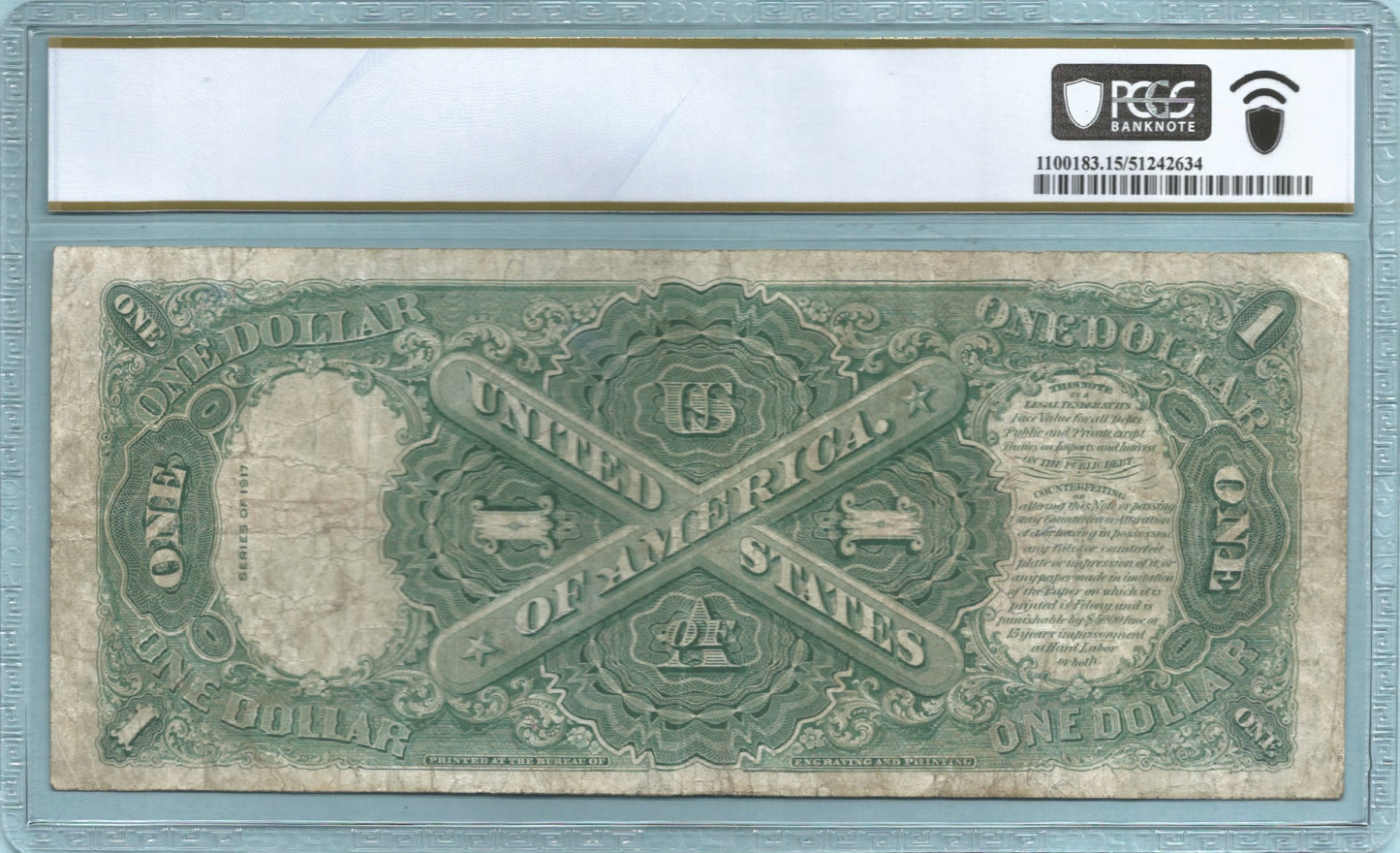 $1 Legal Tender Note 1917 - Fr#39 - PCGS 15