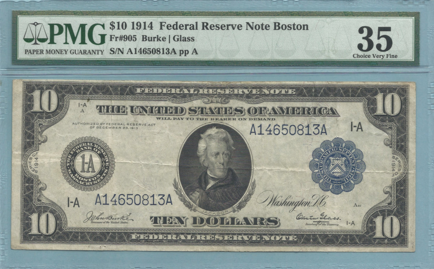 $10 Federal Reserve Note 1914 - Fr#905 - PMG 35