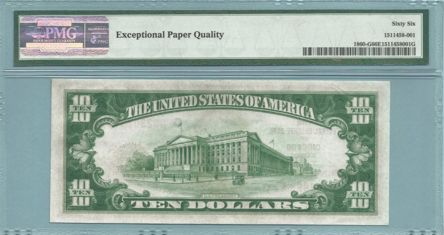 $10 Federal Reserve Bank Note - 1929 - Fr#1860-G - PMG 66 EPQ - (G)Chicago