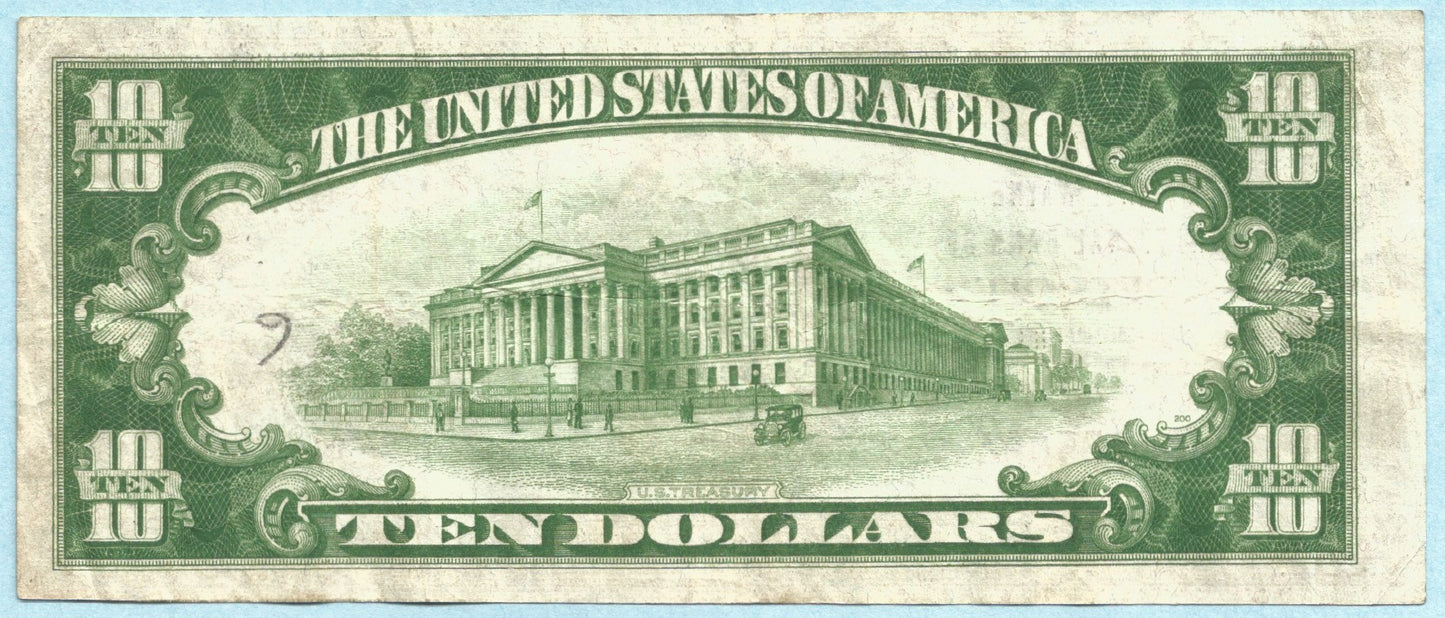 $10 National Currency 1929-T1 - Ch#10527 - 1st Wayne NB, Detroit, MI - VF+