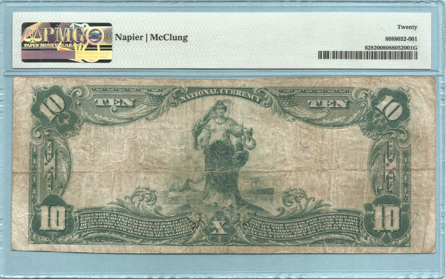 $10 National Currency 1902-PB - Ch#4704 - 1st NB, Vinita, OK - PMG 20