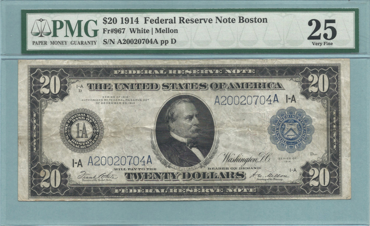 $20 Federal Reserve Note 1914 - Fr#967 - PMG 25
