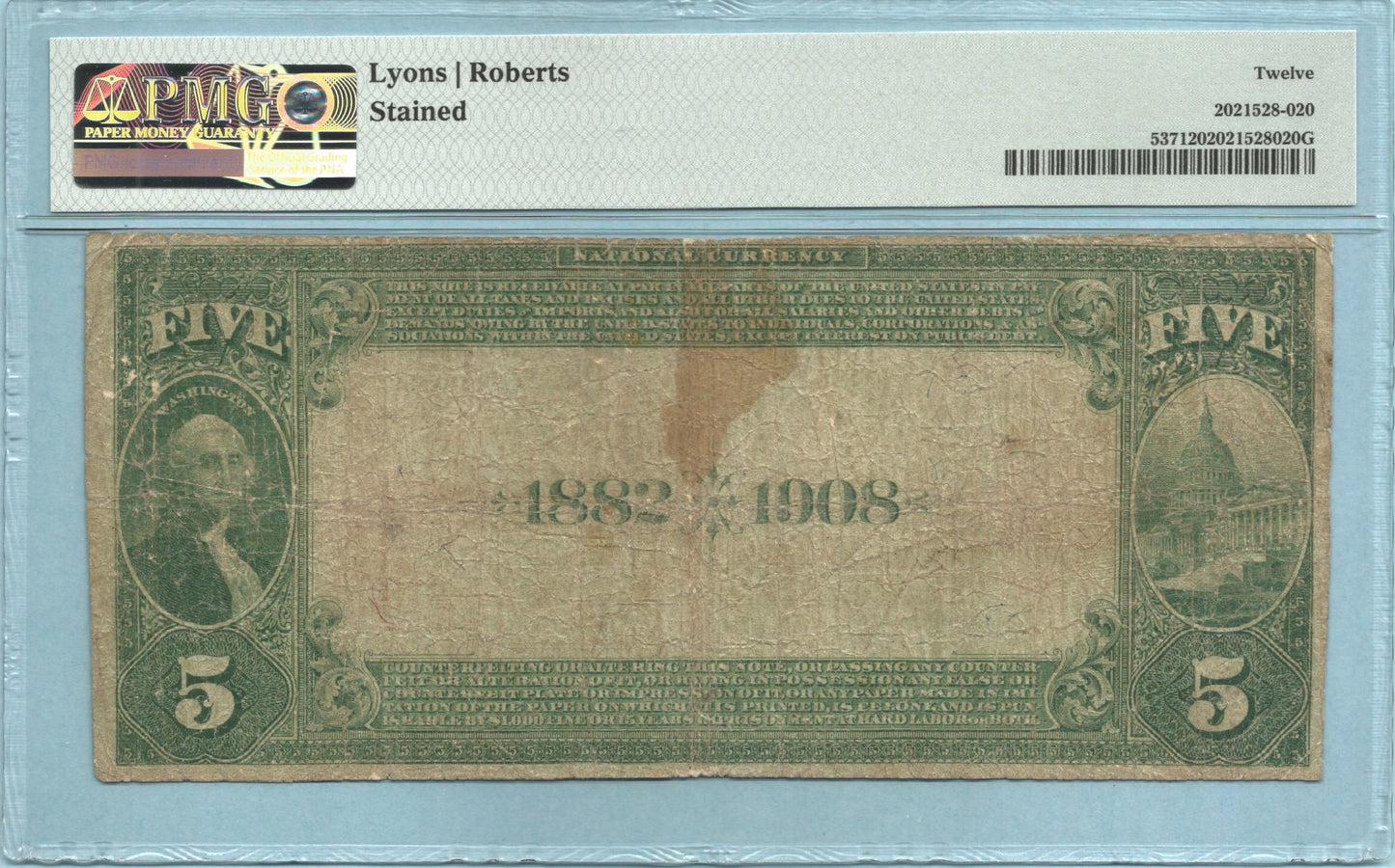 $5 National Currency 1882-DB - Ch#2632 - Citizens NB, Friendship, NY - PMG 12