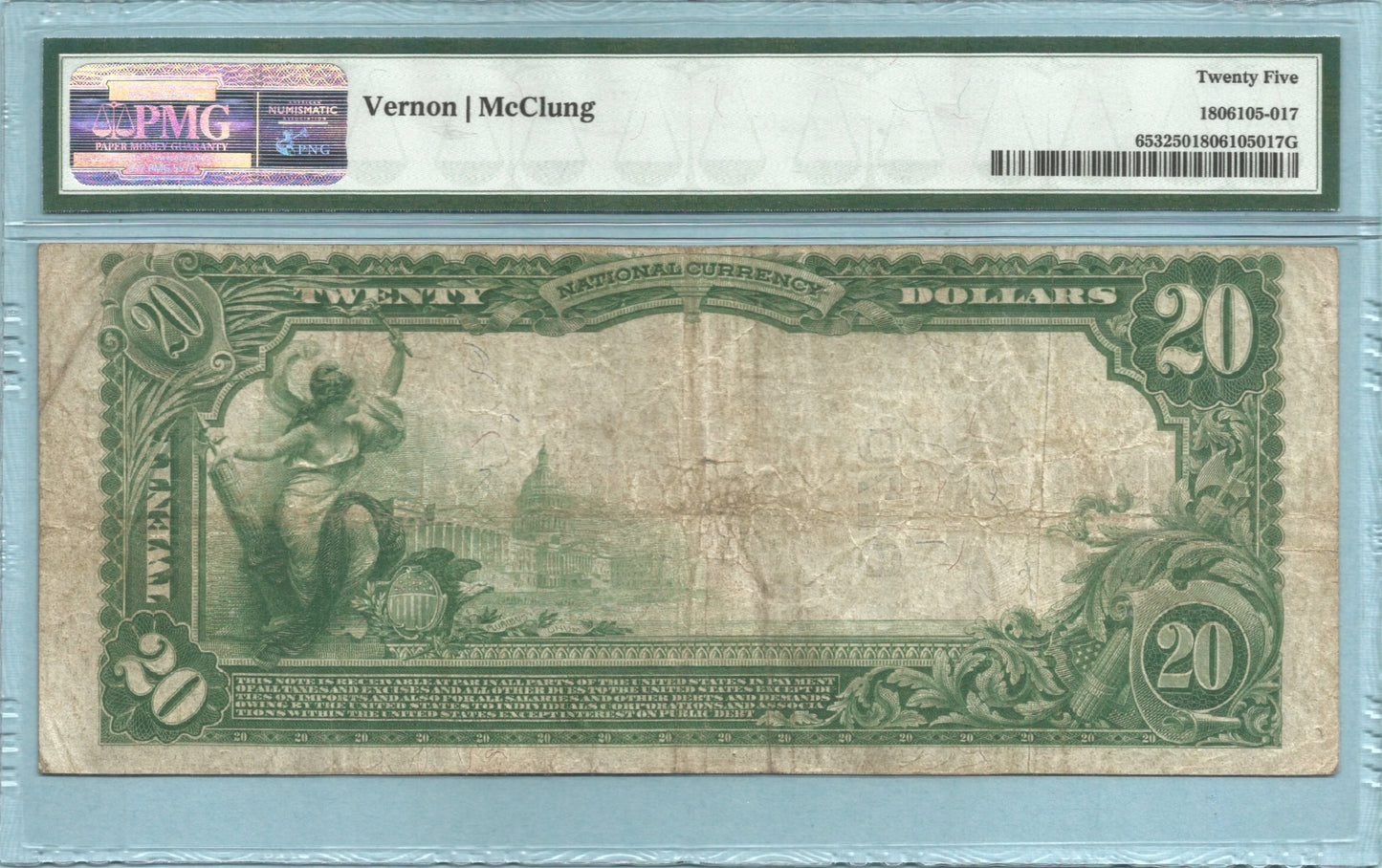 $20 National Currency 1902-PB - Ch#6470 - Sandyhill NB, Hudson Falls, NY - PMG 25