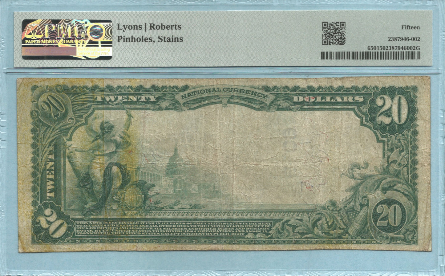 $20 National Currency 1902-PB - Ch#6409 - Clark County NB, Clark, SD - PMG 15