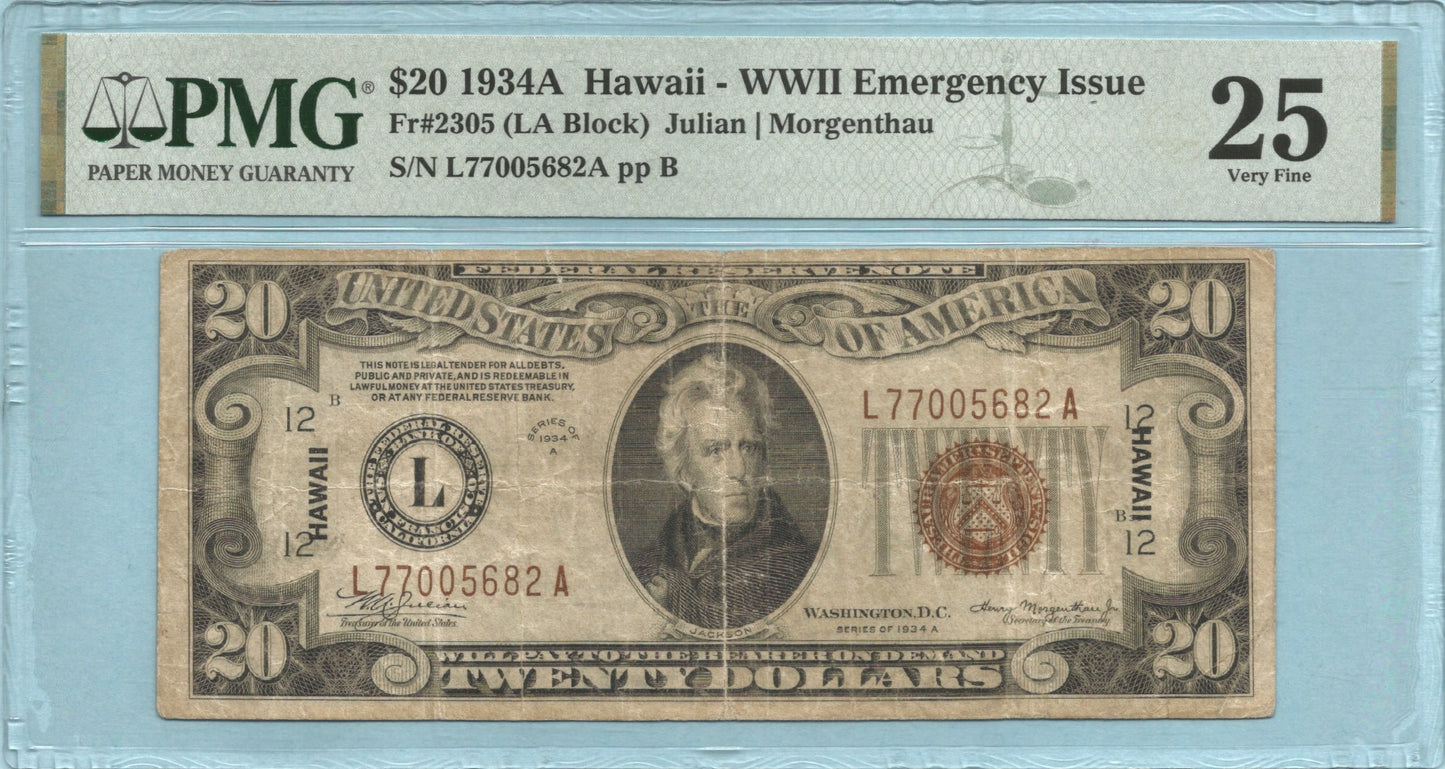 $20 Hawaii Issue 1934-A - Fr#2305 - PMG 25