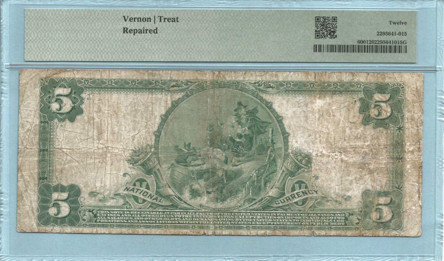 $5 National Currency 1902-PB - Ch#9573 - 1st NB, Vallejo, CA - PMG 12