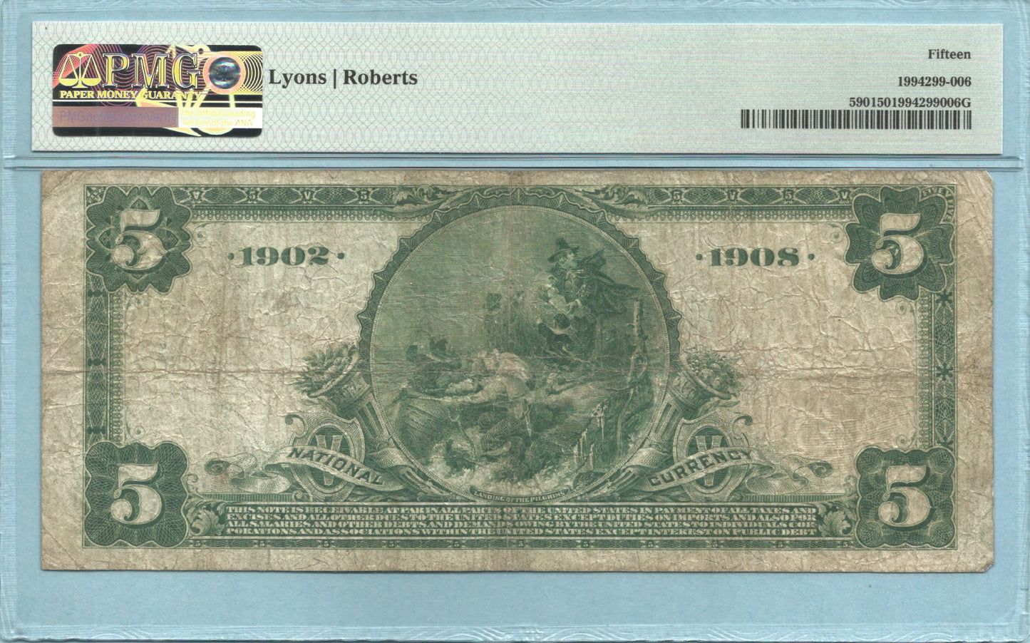 $5 National Currency 1902-DB - Ch#592 - Girard NB, Philadelphia, PA - PMG 15