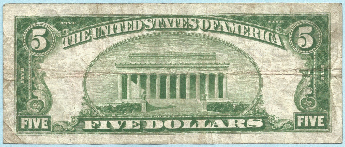 $5 National Currency 1929-T1 - Ch#12288 - 1st NB&TC, Pontiac, MI - VF