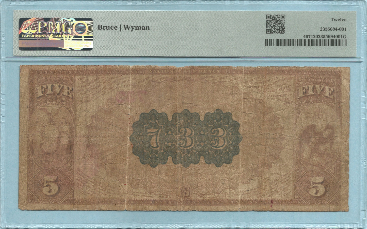 $5 National Currency 1882-BB - Ch#733 -NB of Commerce, New York, NY - PMG 12