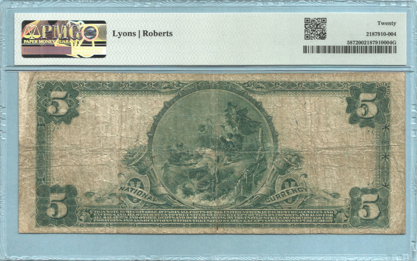 $5 National Currency 1902-RS - Ch#656 - Western NB, Philadelphia, PA - PMG 20
