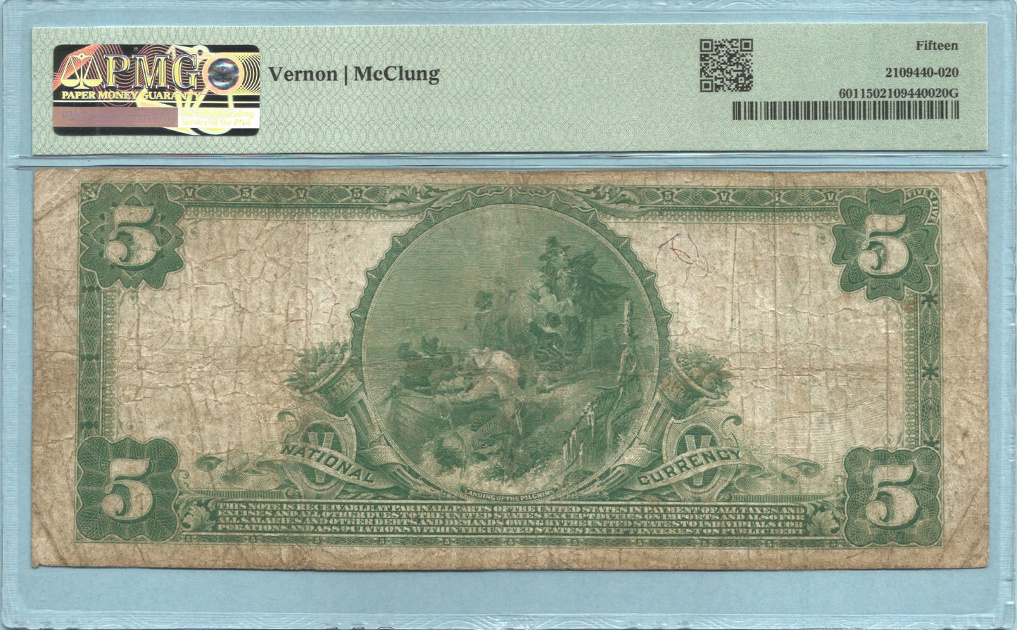 $5 National Currency 1902-PB - Ch#9867 - NB of North Hudson, Union City, NJ - PMG 15