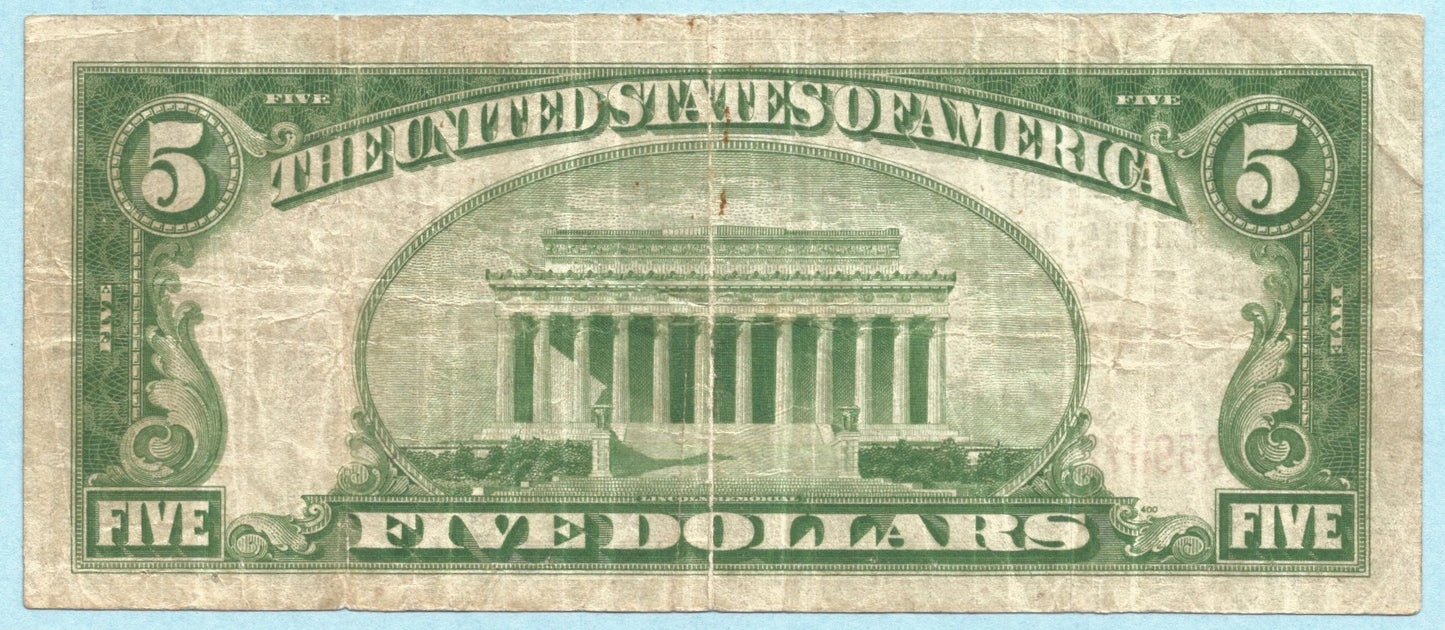 $5 National Currency 1929-T2 - Ch#1814 - 1st NB, Montgomery, AL - VF+