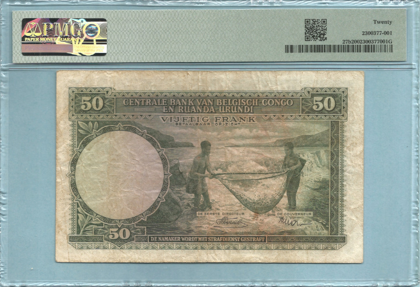 Belgian Congo 50 Francs - 1.3.1955 - P#27b - PMG 20
