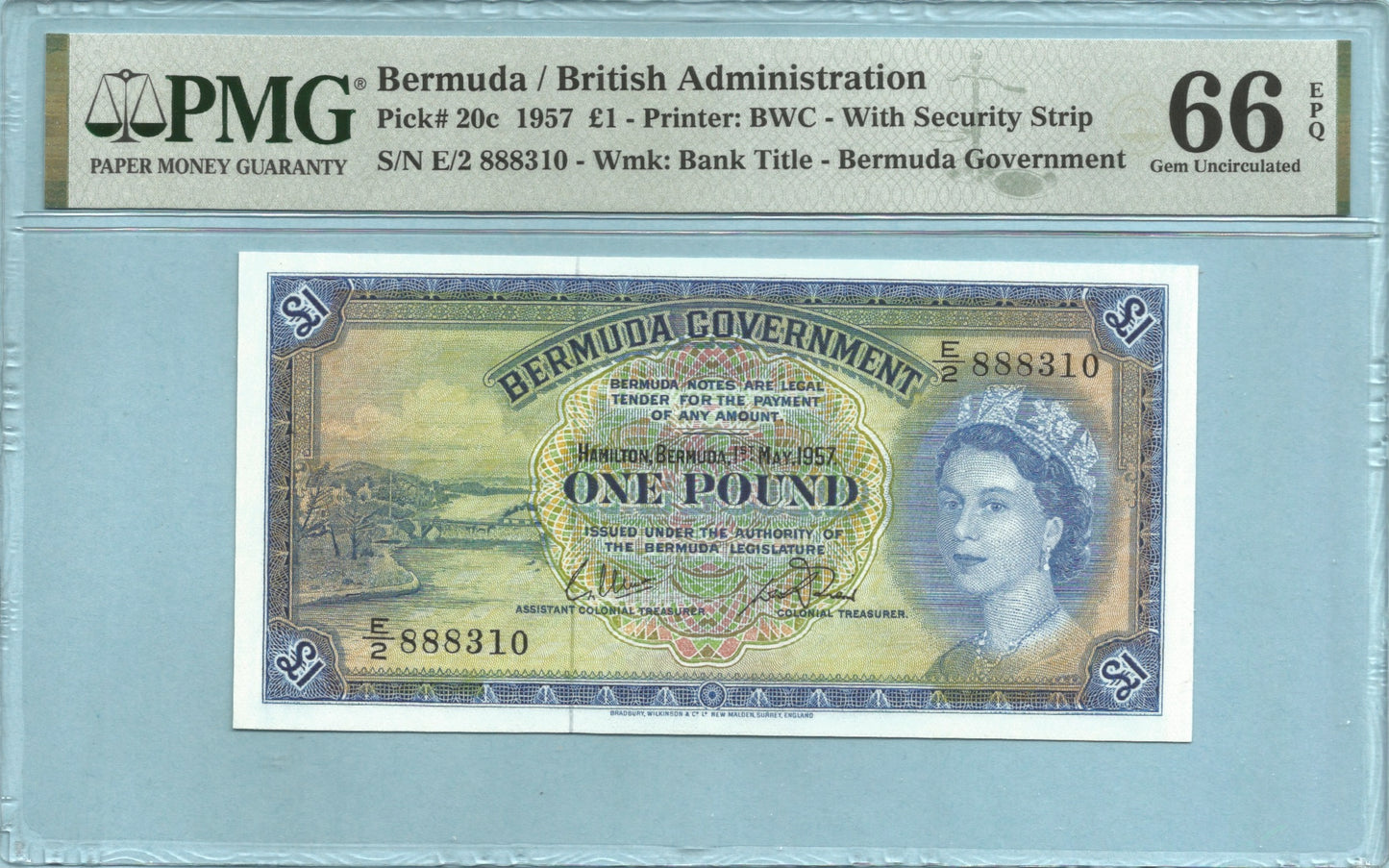 Bermuda Pound - 1.5.1957 - P#20c - PMG 66 EPQ