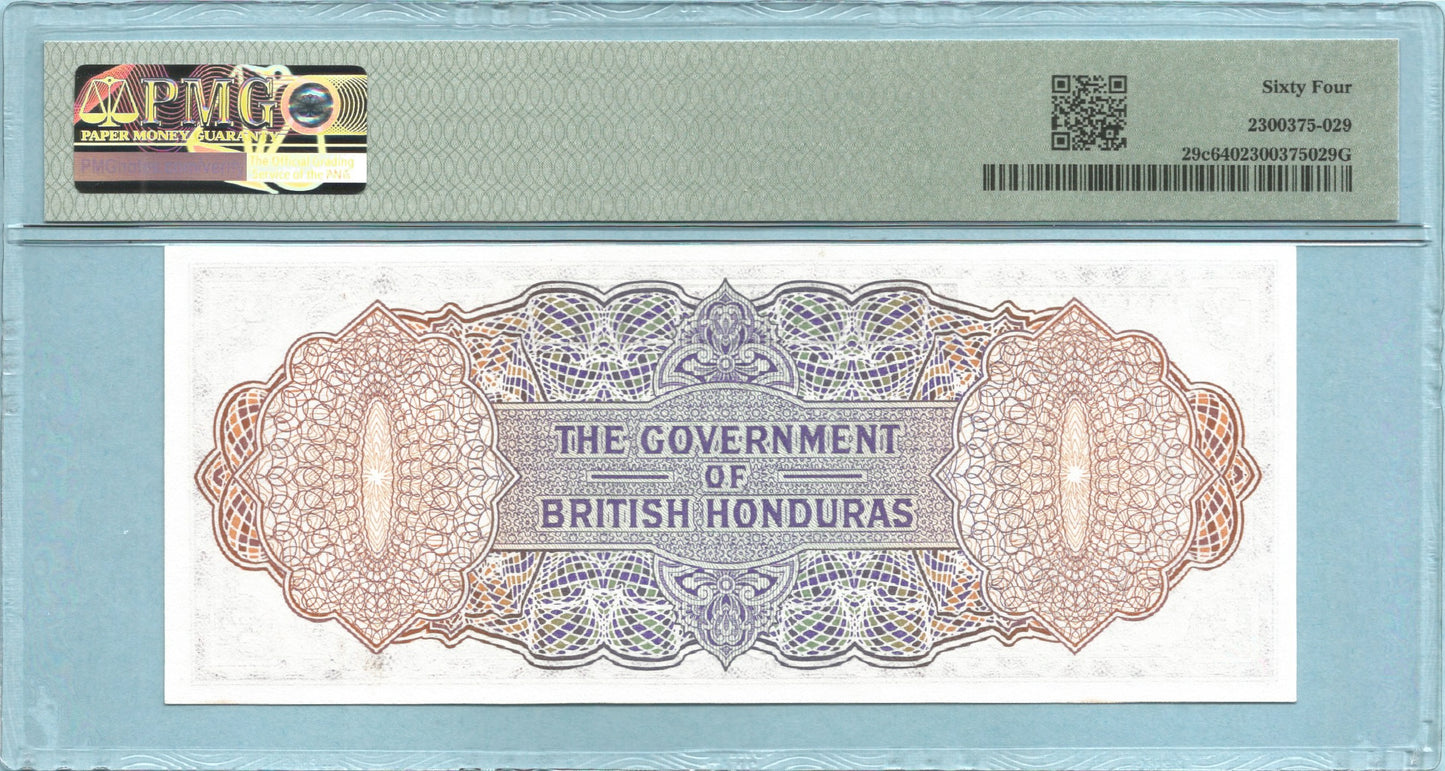 British Honduras 2 Dollars - 1.1.1973 - P#29c - PMG 64