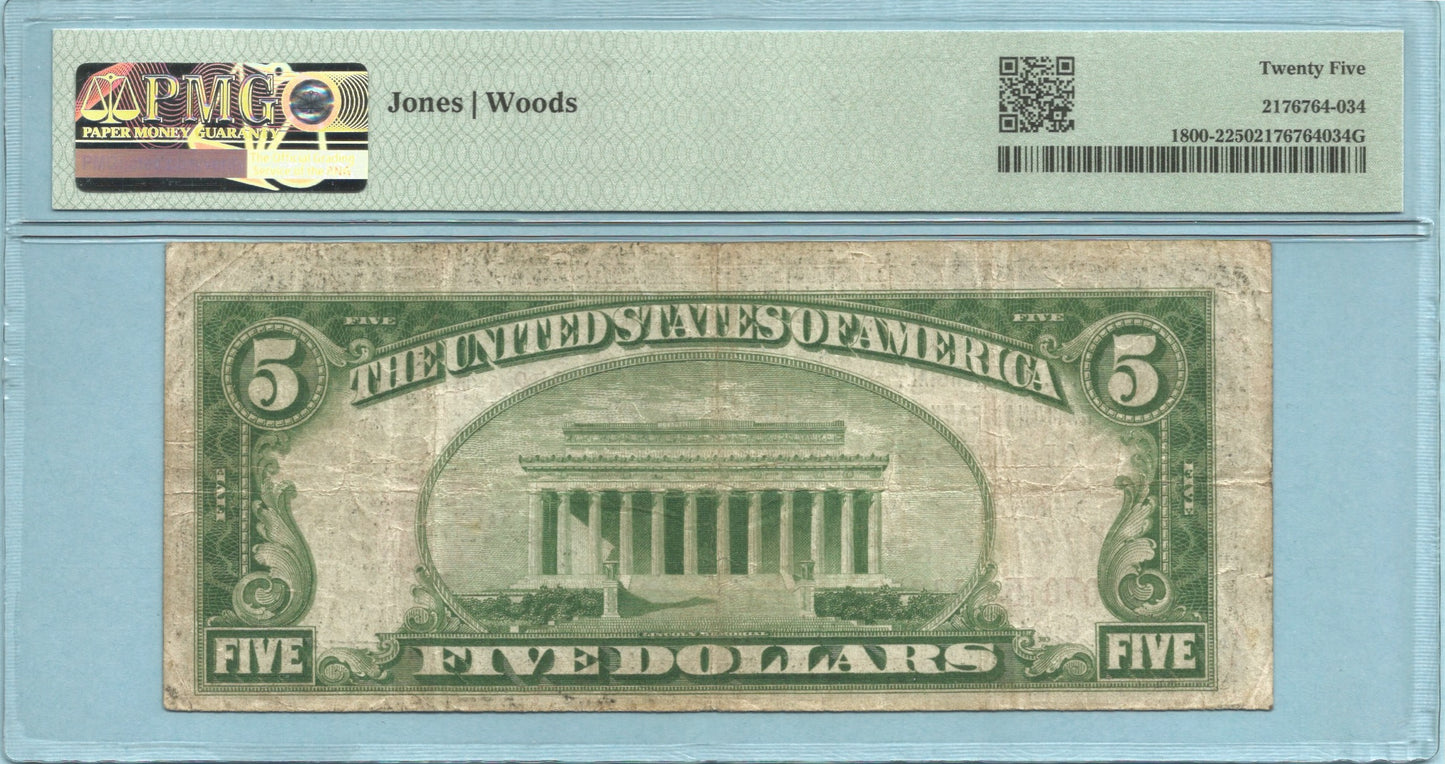 $5 National Currency 1929-T2 - Ch#11942 - Commercial NB, Alameda, CA - PMG 25
