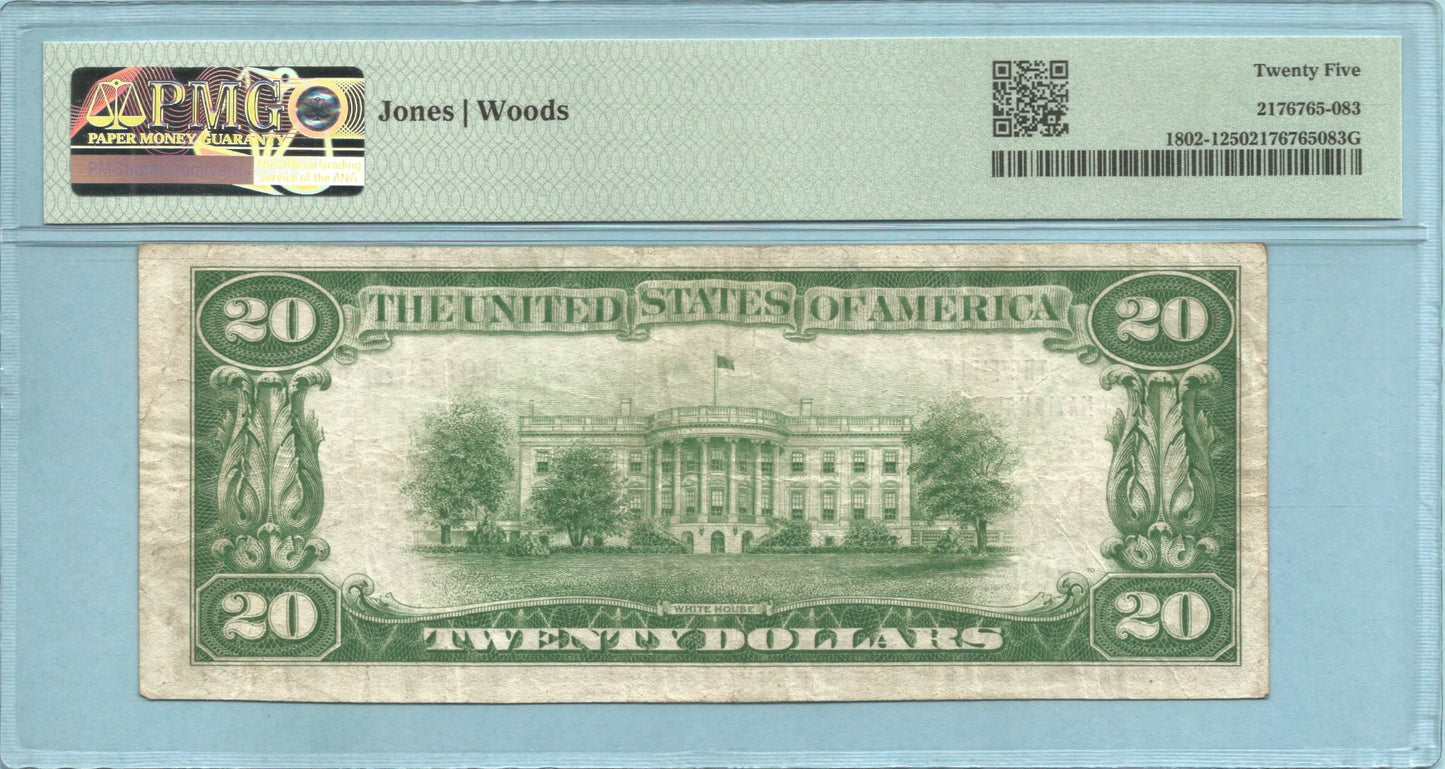 $20 National Currency 1929-T1 - Ch#3520 - 1st NB, Santa Ana, CA - PMG 25