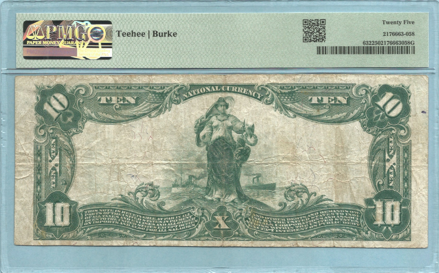 $10 National Currency 1902-PB Ch#2412 - 1st National Bank, Stockton, CA - PMG 25