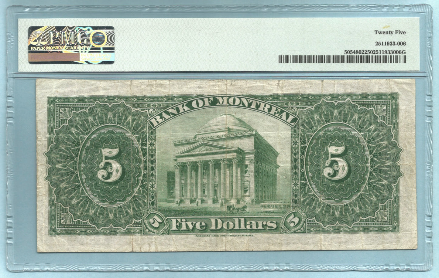 Canada - Bank of Montreal 5 Dollars - 2.1.1904 - Ch#5054802 - PMG 25