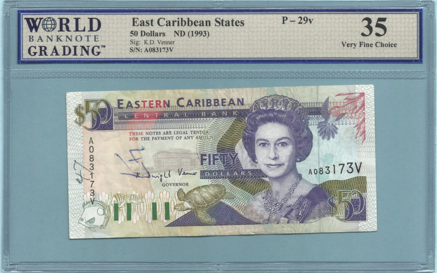 East Caribbean States 50 Dollars - ND(1993) - P#29v - WBG 35 - Writing