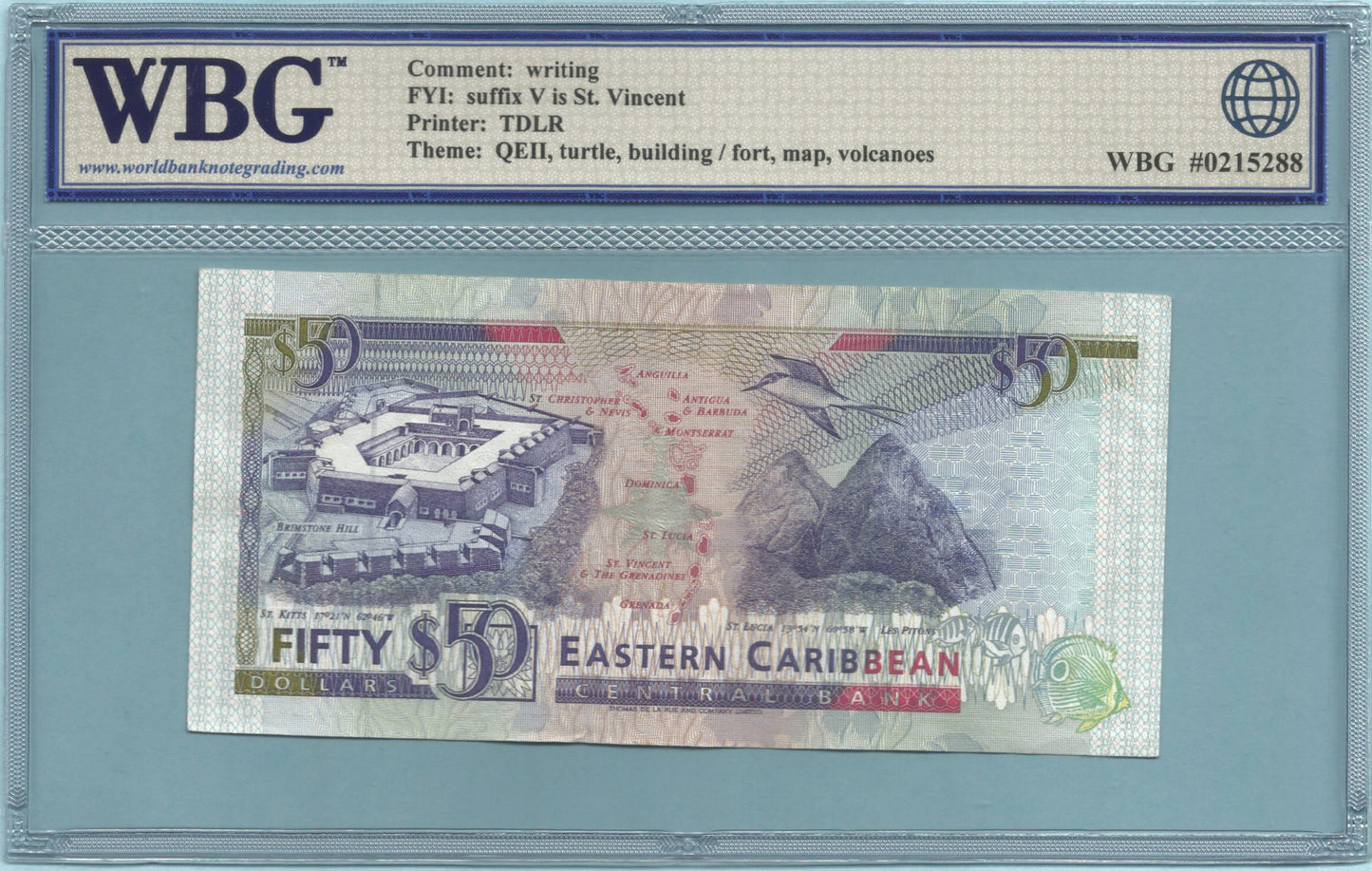 East Caribbean States 50 Dollars - ND(1993) - P#29v - WBG 35 - Writing