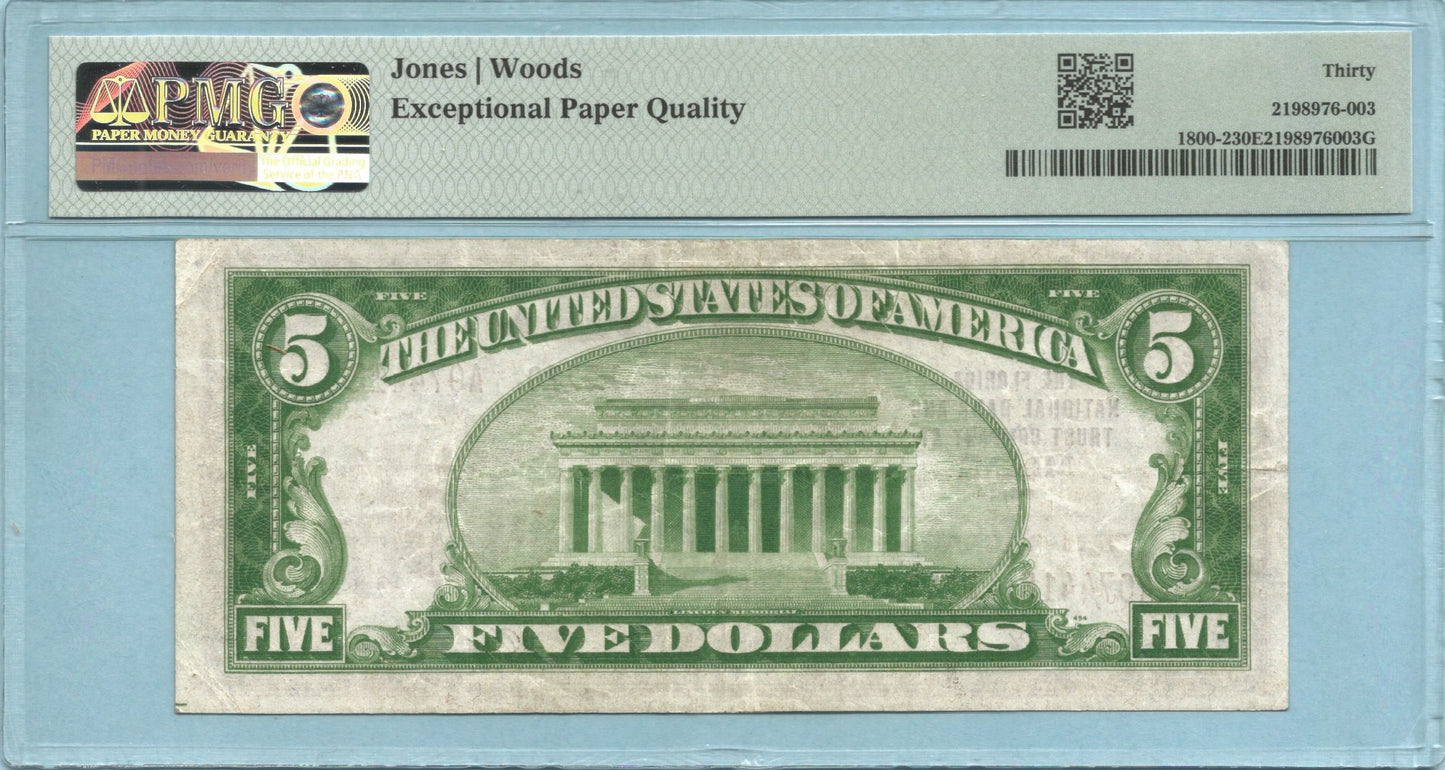 $5 National Currency 1929-T2 - Ch#13570 - Florida NB&TC, Miami, FL - PMG 30 EPQ