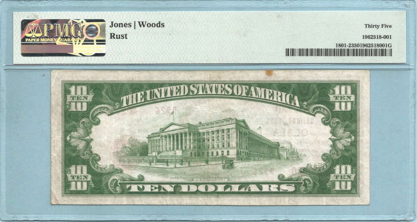 $10 National Currency 1929-T2 - Ch#9926 - Ocala NB, Ocala, FL - PMG 35