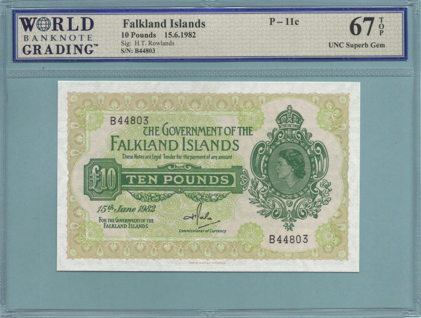 Falkland Islands 10 Pounds 15.6.1982 - P#11c - WBG 67 TOP