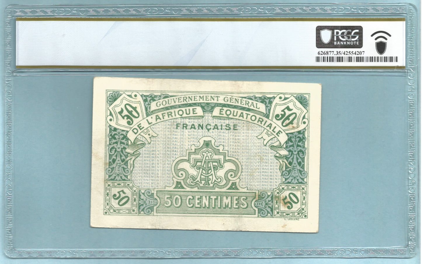 French Equatorial Africa 50 Centimes - ND(1917) - P#1a - PCGS 35