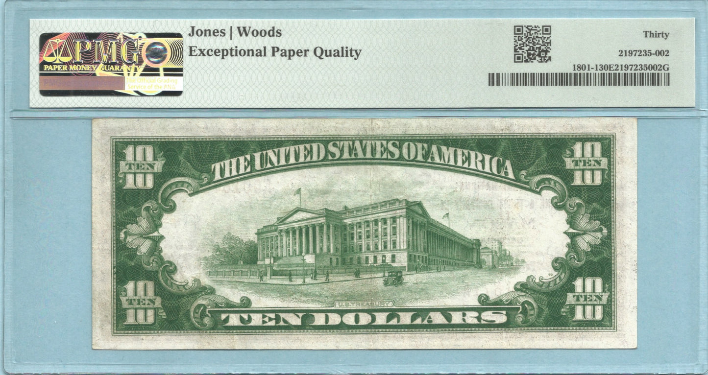 $10 National Currency 1929-T1 - Ch#10270 - 1st NB&TC, Macon, GA - PMG 30 EPQ
