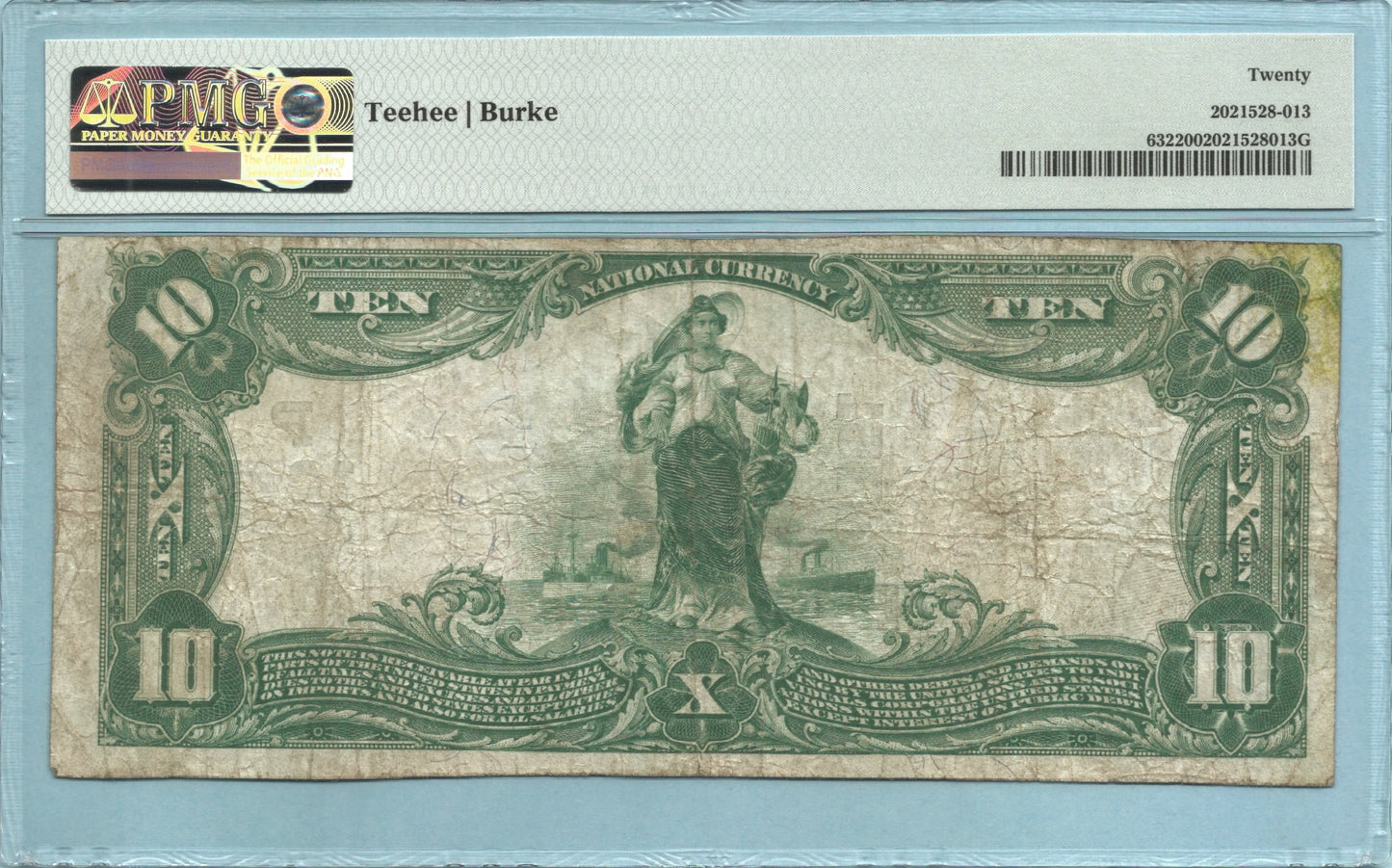 $10 National Currency 1902-PB Ch#10751 - Overland NB, Boise, ID - PMG 20