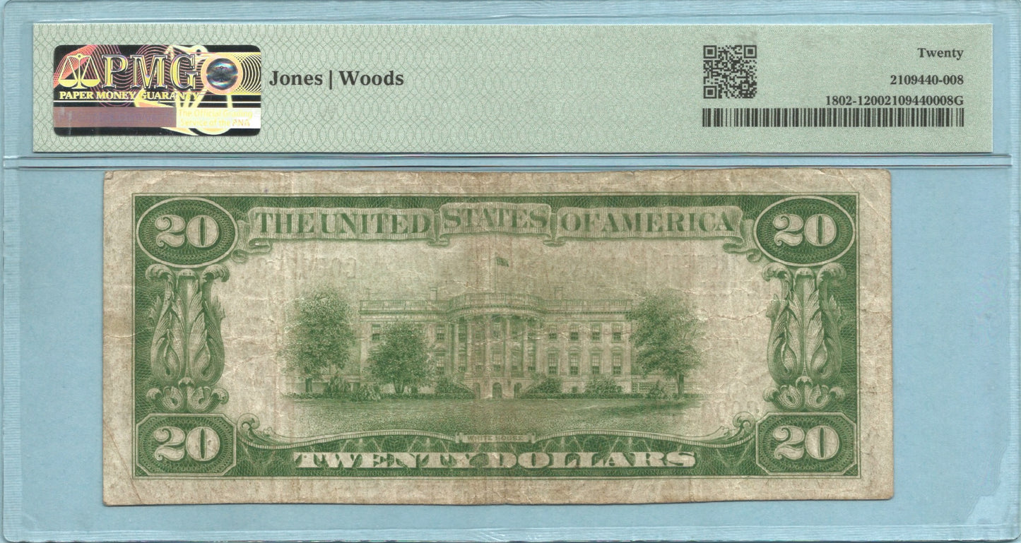 $20 National Currency 1929-T1 Ch#7015 - 1st NB, Sparta, IL - PMG 20