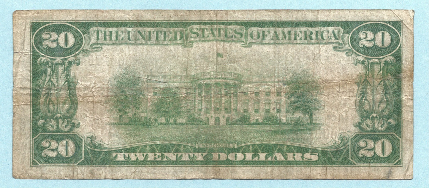 $20 National Currency 1929 - Type 1 - Ch#1890 - Citizens NB, Greensburg, IN - VF