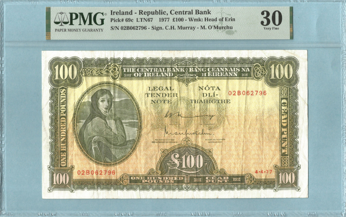 Ireland 100 Pounds - 4.4.1977 - P#69c - PMG 30
