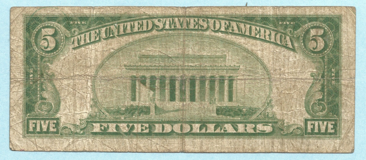 $5 National Currency 1929 - Type 1 - Ch#11236 - Webster NB, Webster, MA - Fine