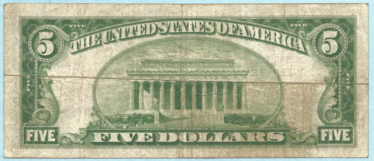 $5 National Currency 1929-T1 Ch#11236 - Webster National Bank, Webster, MA - VF+