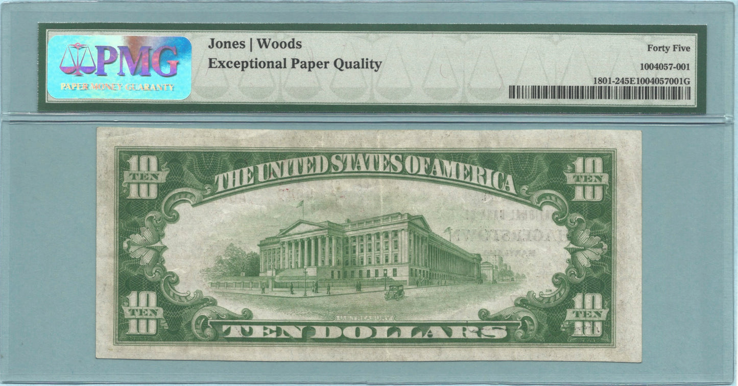 $10 National Currency 1929-T2 - Ch#4049 - 2nd NB, Hagerstown, MD - PMG 45 EPQ