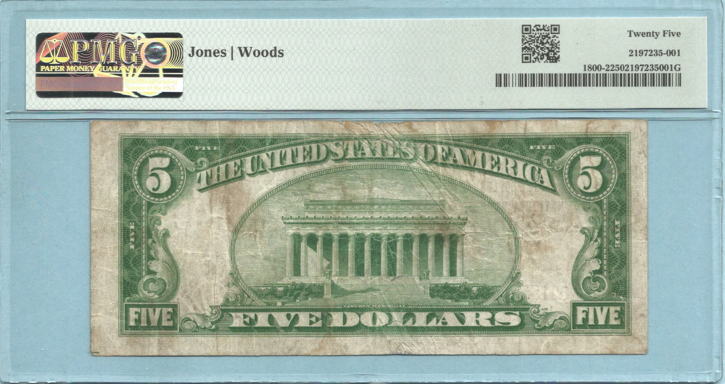 $5 National Currency 1929-T2 - Ch#13853 - Peoples NB, Hancock, MD - PMG 25