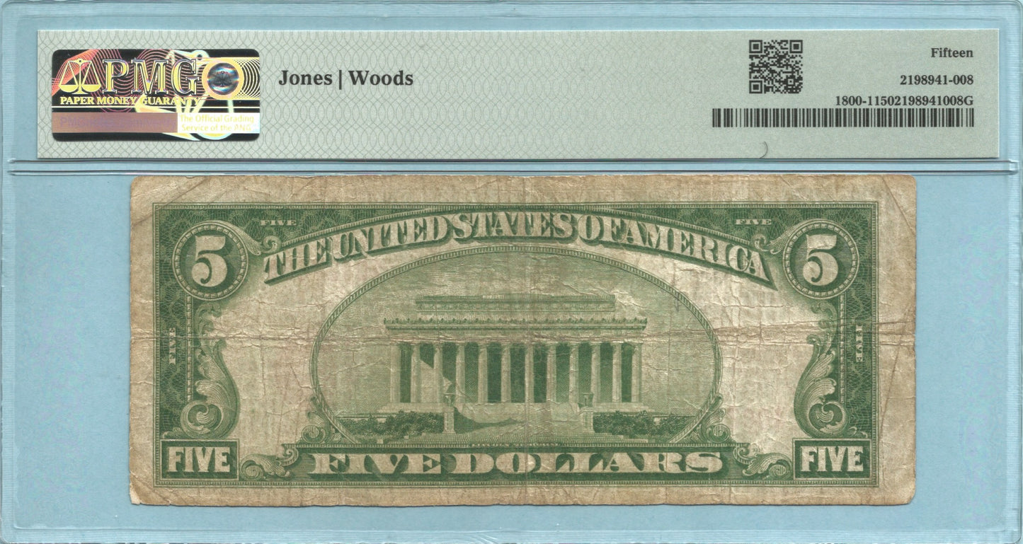 $5 National Currency 1929-T1 - Ch#12826 - 1st NB, Utica, MI - PMG 15