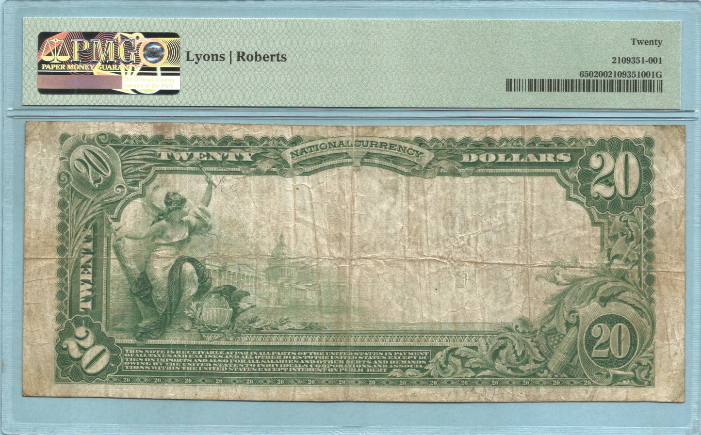 $20 National Currency 1902-PB Ch#7268 - 1st NB, Deer Creek, MN - PMG 20